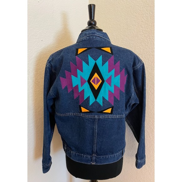 Denim and Suede Southwest Jacket - Sz S - Picture 2 of 13